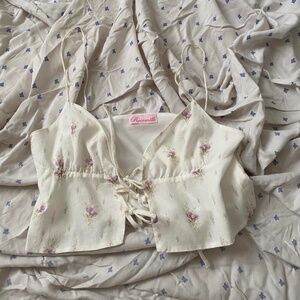 Rosemilk Petite Bebe Tank Top in White Floral